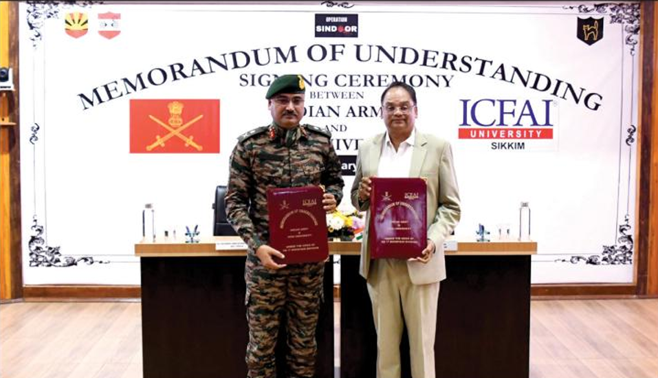 Sikkim Express - Indian Army and ICFAI University sign MoU